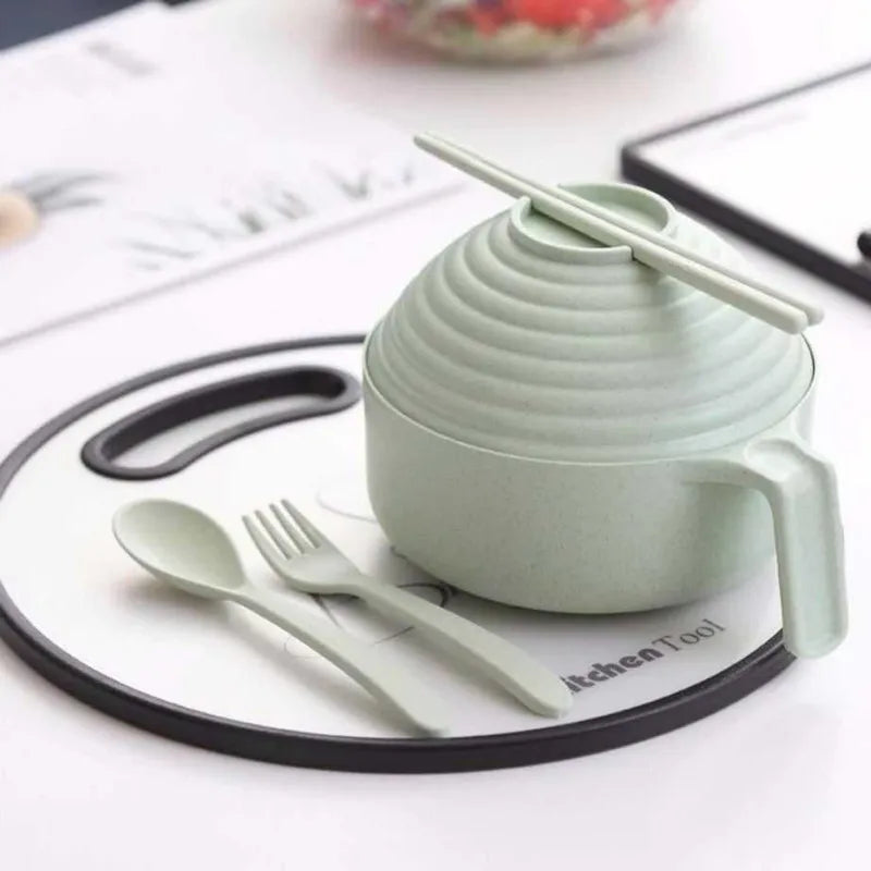 5-Piece Noodle Bowl Set with Lid & Chopsticks