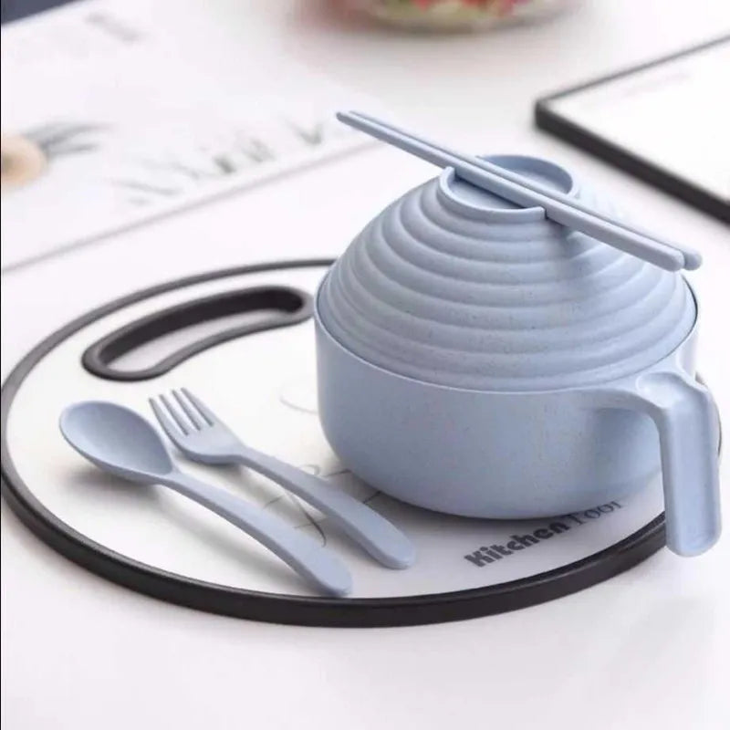 5-Piece Noodle Bowl Set with Lid & Chopsticks