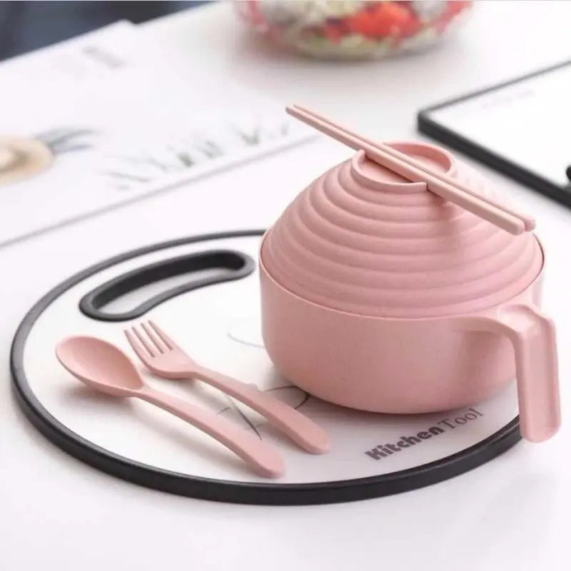 5-Piece Noodle Bowl Set with Lid & Chopsticks