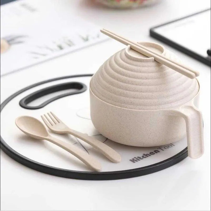 5-Piece Noodle Bowl Set with Lid & Chopsticks